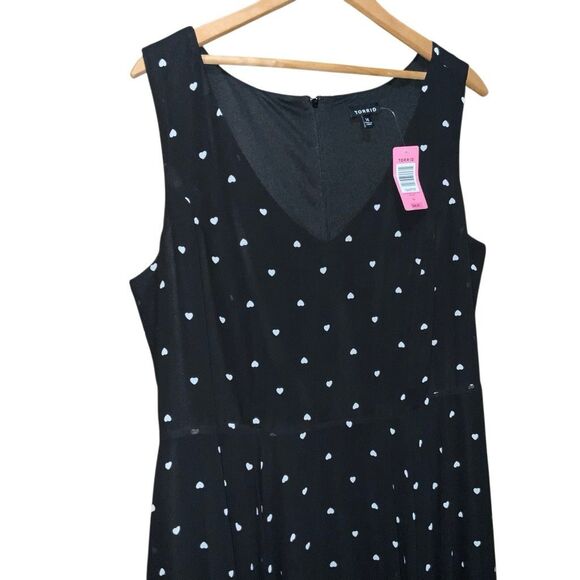 Torrid Black Heart Print Chiffon Flounce Skater Dress size 14 - Picture 4 of 8